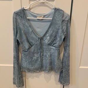 Women's Blue Long Sleeve Top